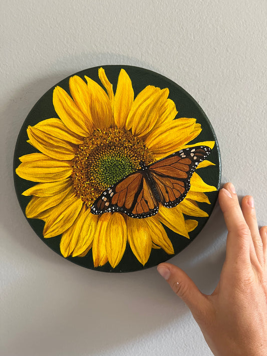 Original monarch on sunflower painting