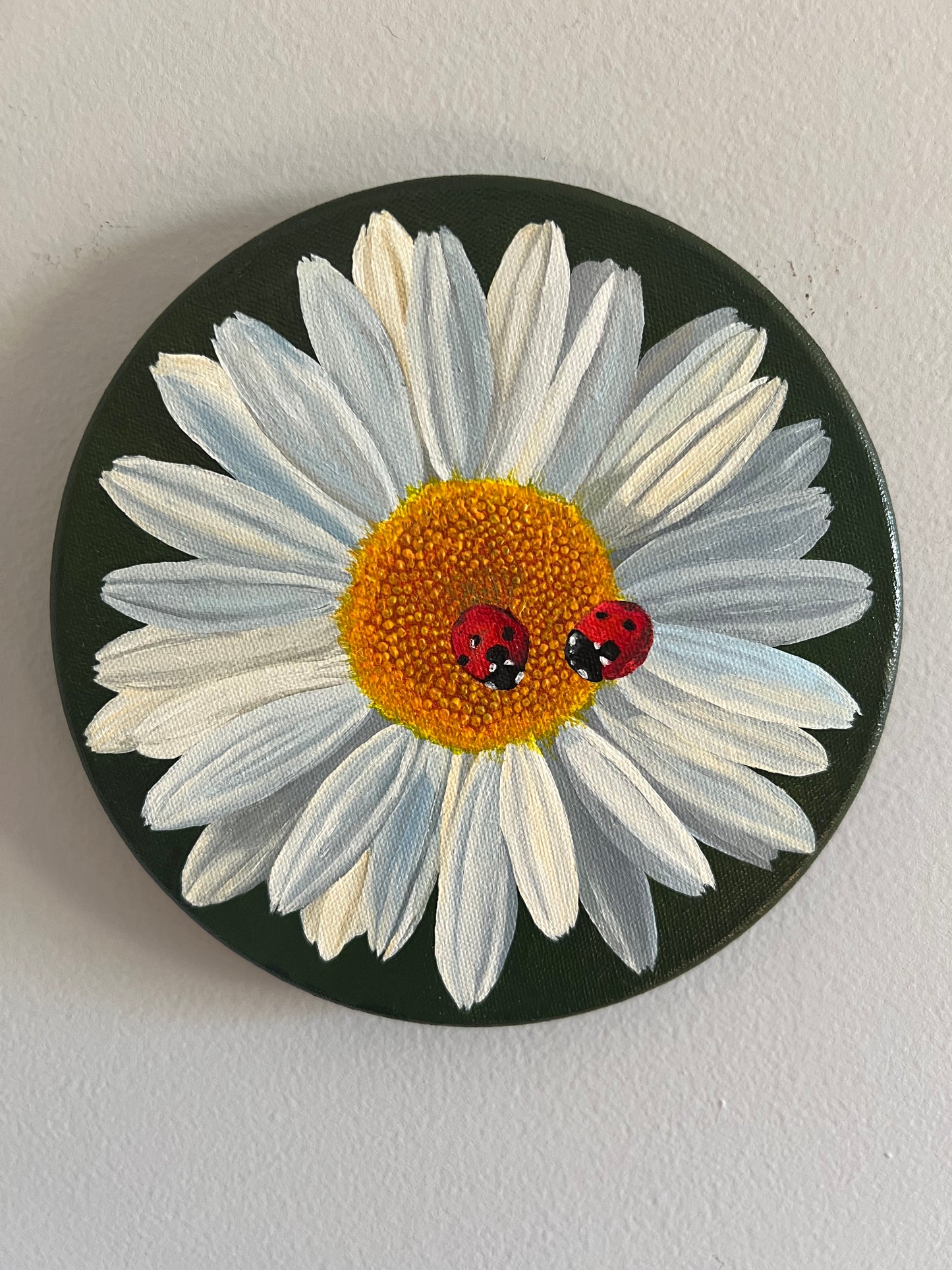 Original ladybugs on daisy painting